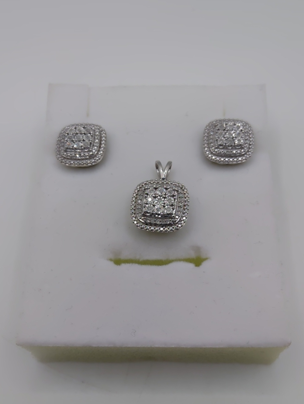 Sterling Silver and Crystal Stud Earrings and Pendant